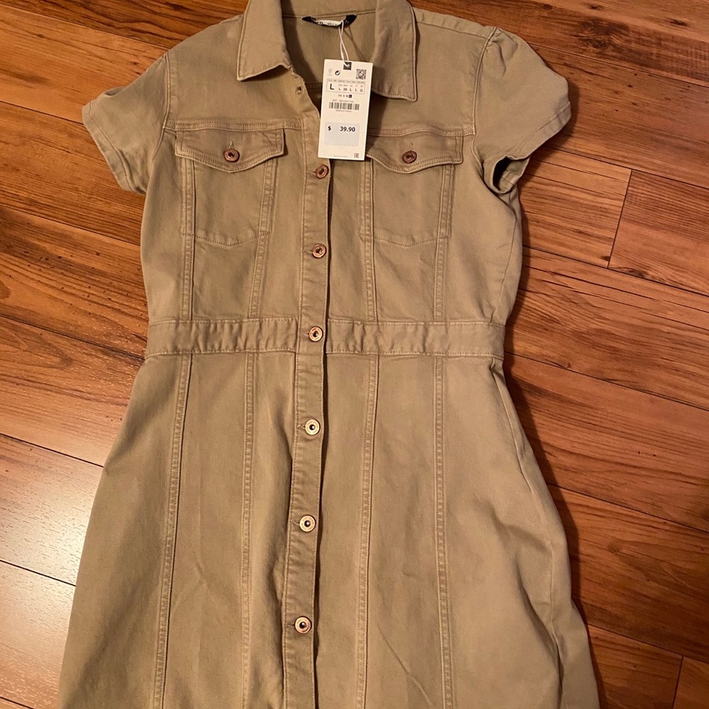 Zara utility button down dress